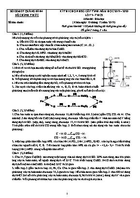 Đề thi chọn học sinh giỏi cấp tỉnh môn Hóa học Lớp 9 THCS - Năm học 2019-2020 - Sở giáo dục và đào tạo Quảng Bình
